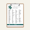 Defining your values worksheet displayed on a clipboard
