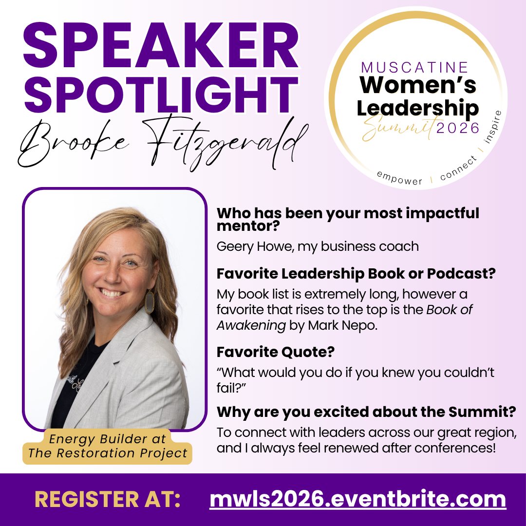 Graphic with Brooke Fitzgerald's photo and information about the MWLN Summit