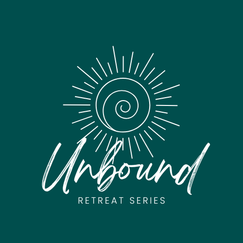 The phrase "Unbound retreat series" appears in front of a spiral sun graphic.